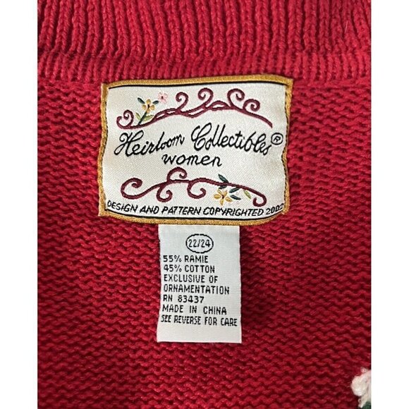 VTG Heirloom Collectibles Woman's Sz 22 / 24 Red Christmas Cardigan Penguins - Picture 5 of 10